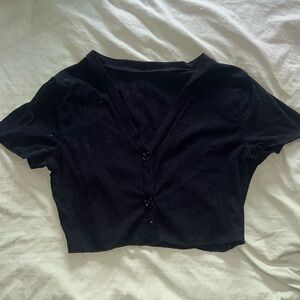 Elegant Black V-Neck Crop Top